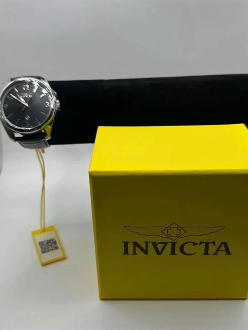 Invicta Celestial Men’s Black Dial Silver-Tone Case Leather Strap Watch